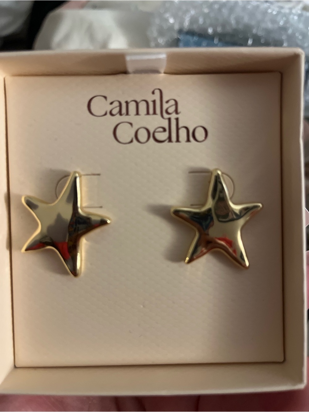 Camila Coelho Gold Star Stud Earrings - Shiny Metal Stars